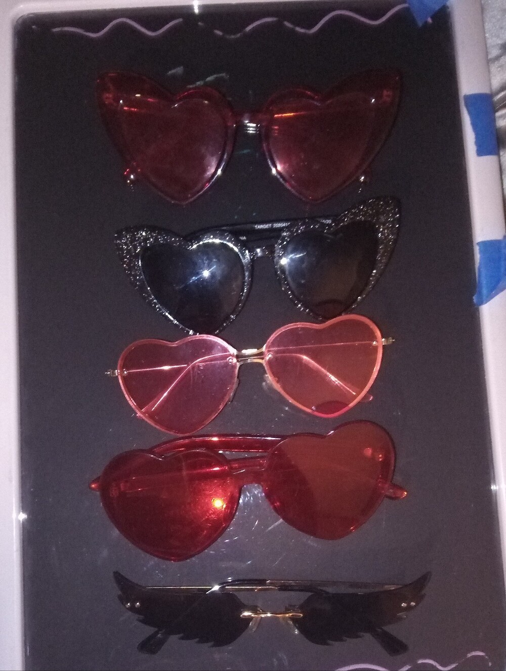 Heart-Shaped Red and Pink Women's Sunglasses - Fashion Accessory